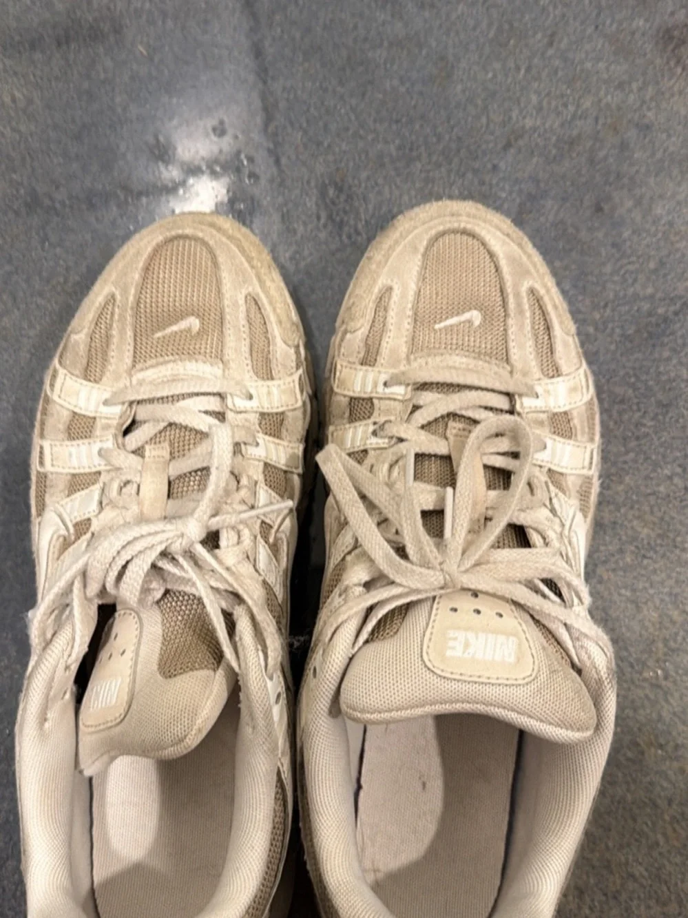 Nike Light Tan Mesh & Suede Lace-Up Sneakers